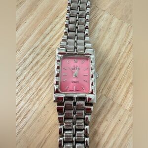 Jean Paul ladies pink silver tone diamond watch NEW BATTERY